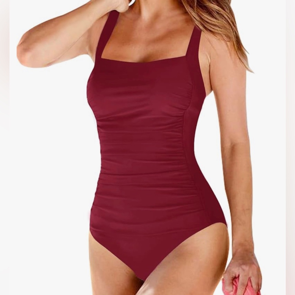 Upopby Women's Padded Push Up, Tummy Control, One Piece Swimsuit Sz 16